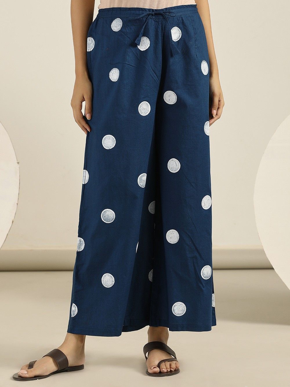 Polka Dot Casual Wide-Leg Belted Loose Trousers - LuckyFash™