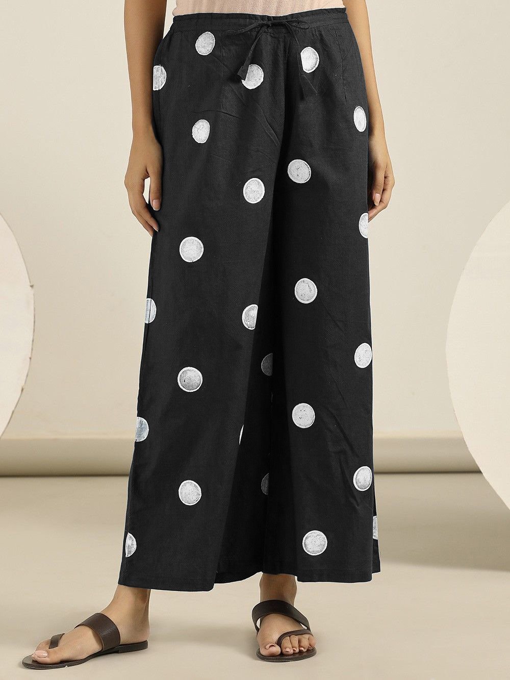 Polka Dot Casual Wide-Leg Belted Loose Trousers - LuckyFash™