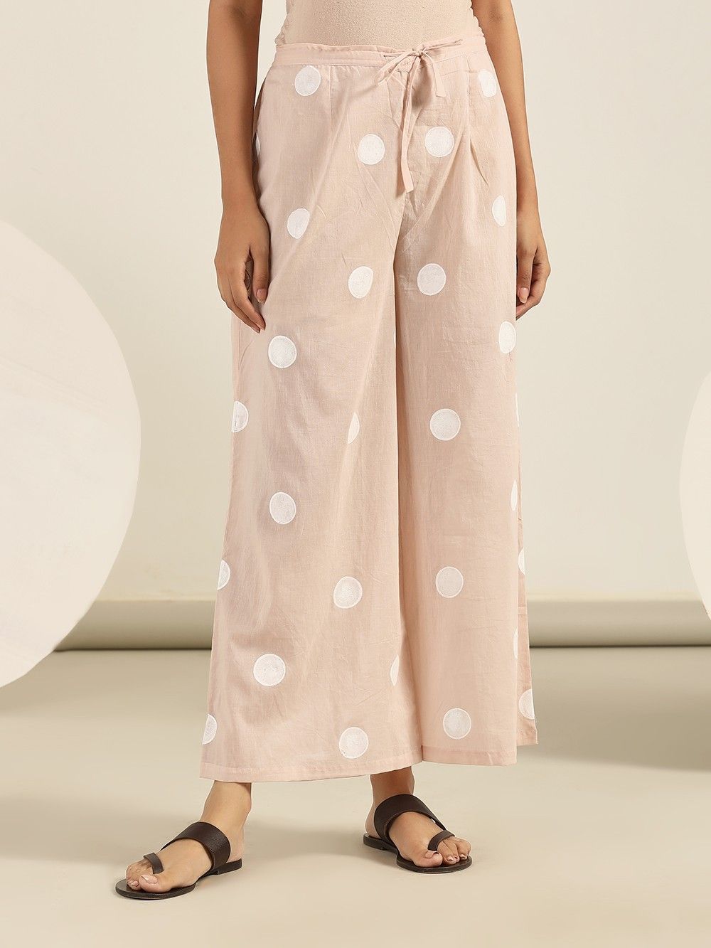 Polka Dot Casual Wide-Leg Belted Loose Trousers - LuckyFash™