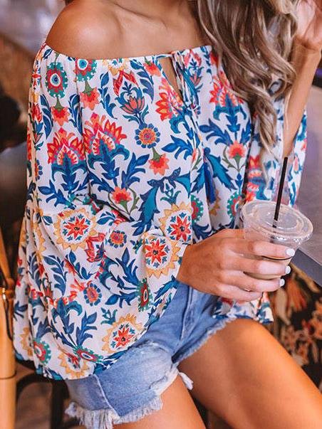 Printed Long Sleeve Chiffon Blouses - LuckyFash™
