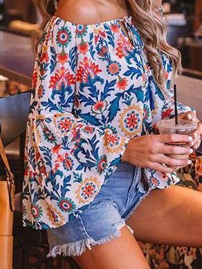 Printed Long Sleeve Chiffon Blouses - LuckyFash™