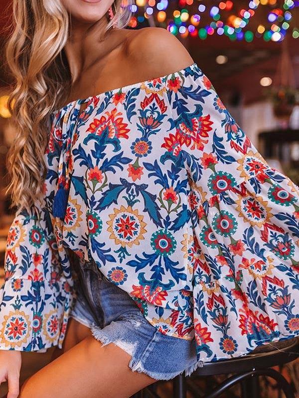 Printed Long Sleeve Chiffon Blouses - LuckyFash™