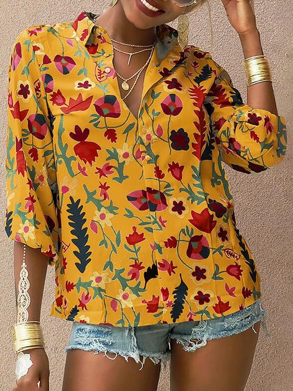 Printed Long Sleeve Lapel Fashion Shirt - LuckyFash™
