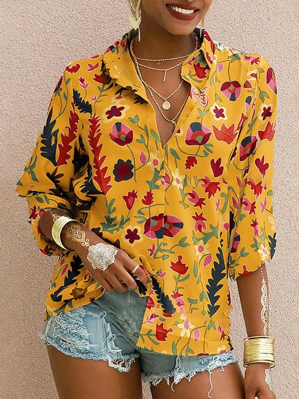 Printed Long Sleeve Lapel Fashion Shirt - LuckyFash™