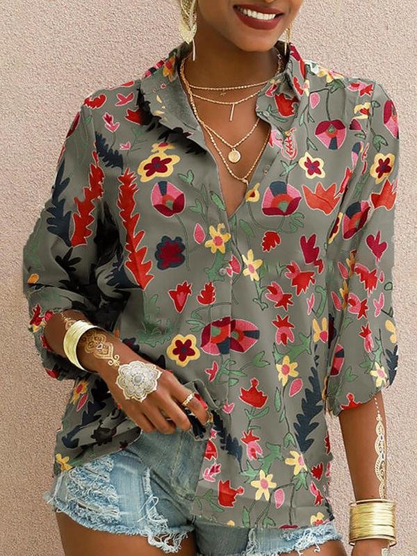 Printed Long Sleeve Lapel Fashion Shirt - LuckyFash™