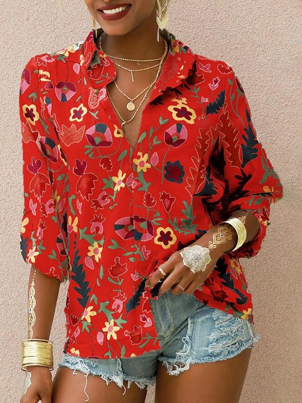Printed Long Sleeve Lapel Fashion Shirt - LuckyFash™
