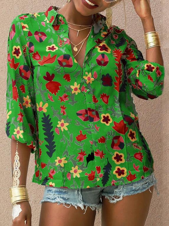 Printed Long Sleeve Lapel Fashion Shirt - LuckyFash™