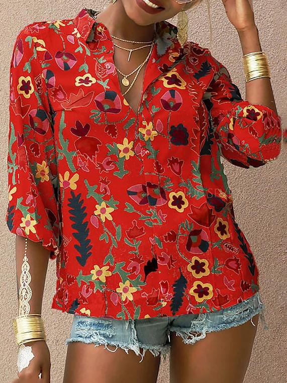 Printed Long Sleeve Lapel Fashion Shirt - LuckyFash™
