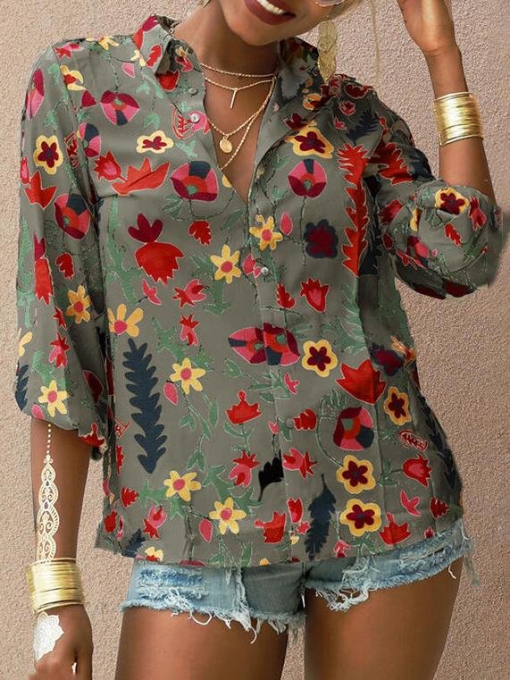 Printed Long Sleeve Lapel Fashion Shirt - LuckyFash™