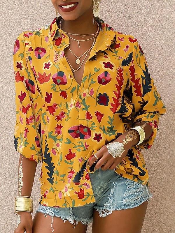 Printed Long Sleeve Lapel Fashion Shirt - LuckyFash™