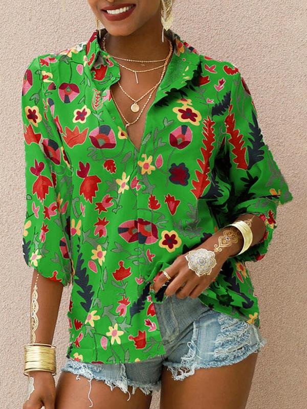 Printed Long Sleeve Lapel Fashion Shirt - LuckyFash™