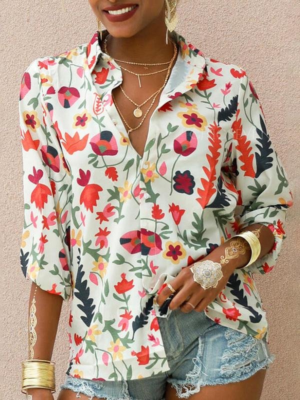 Printed Long Sleeve Lapel Fashion Shirt - LuckyFash™