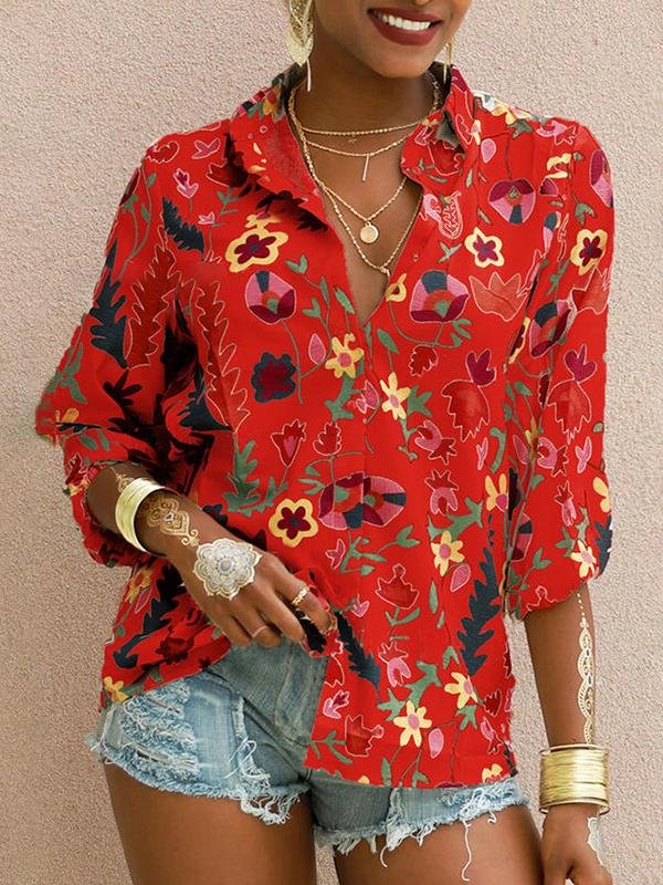 Printed Long Sleeve Lapel Fashion Shirt - LuckyFash™