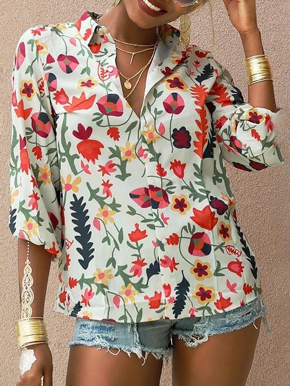 Printed Long Sleeve Lapel Fashion Shirt - LuckyFash™