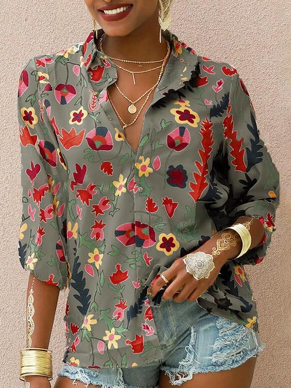 Printed Long Sleeve Lapel Fashion Shirt - LuckyFash™