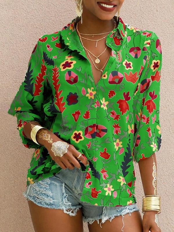Printed Long Sleeve Lapel Fashion Shirt - LuckyFash™