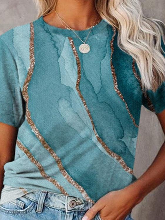 Printed Round Neck Casual Short-sleeved T-shirt - LuckyFash™