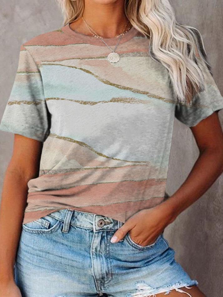 Printed Round Neck Casual Short-sleeved T-shirt - LuckyFash™