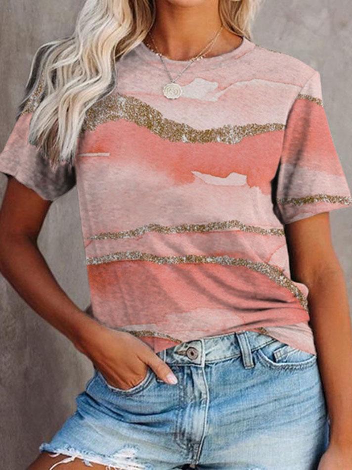Printed Round Neck Casual Short-sleeved T-shirt - LuckyFash™