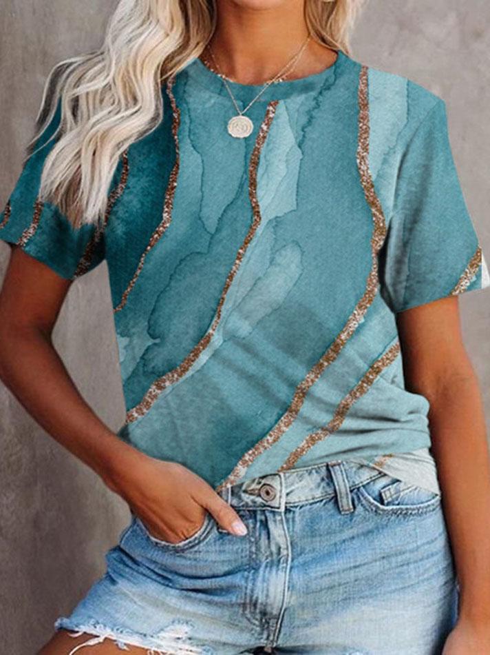 Printed Round Neck Casual Short-sleeved T-shirt - LuckyFash™