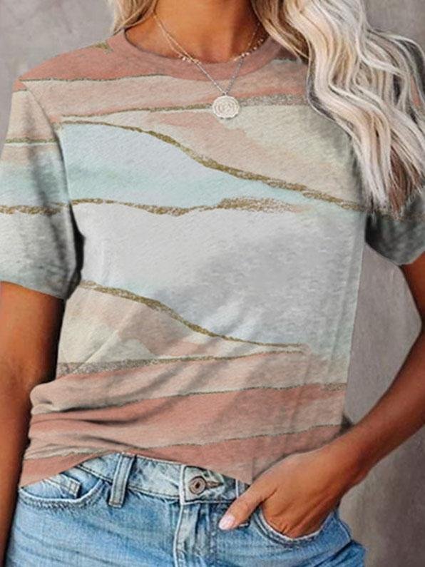 Printed Round Neck Casual Short-sleeved T-shirt - LuckyFash™