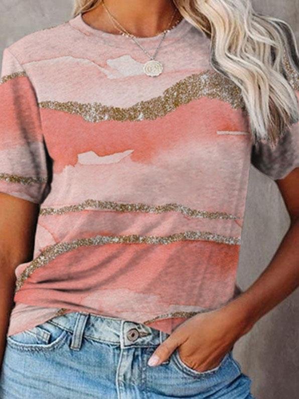 Printed Round Neck Casual Short-sleeved T-shirt - LuckyFash™