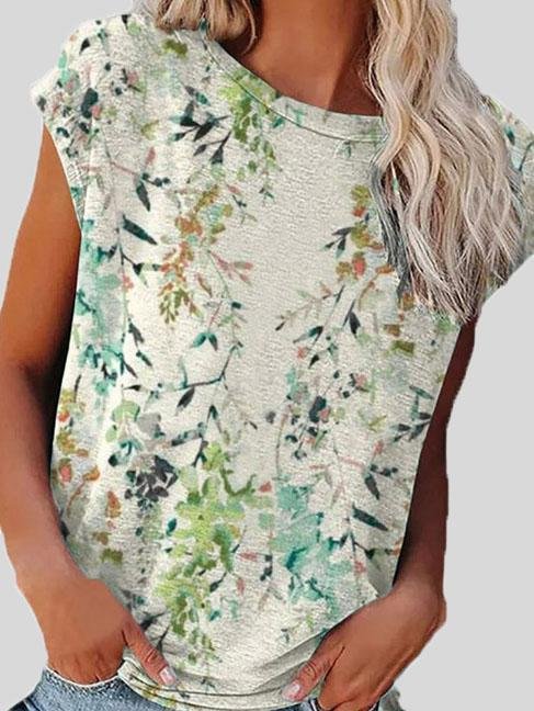 Printed Short Sleeve Round Neck Casual T-shirt - LuckyFash™