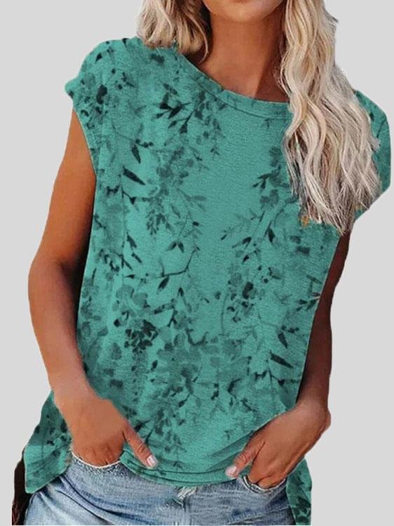 Printed Short Sleeve Round Neck Casual T-shirt - LuckyFash™