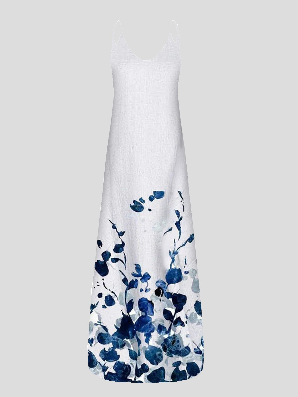 Printed V-neck Loose Strap Dress - LuckyFash™