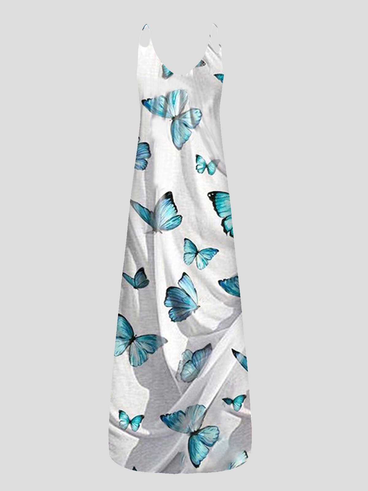 Printed V-neck Loose Strap Dress - LuckyFash™