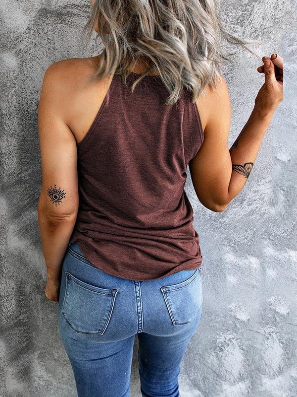 Pure Round Neck Sleeveless Casual Tank Tops - LuckyFash™