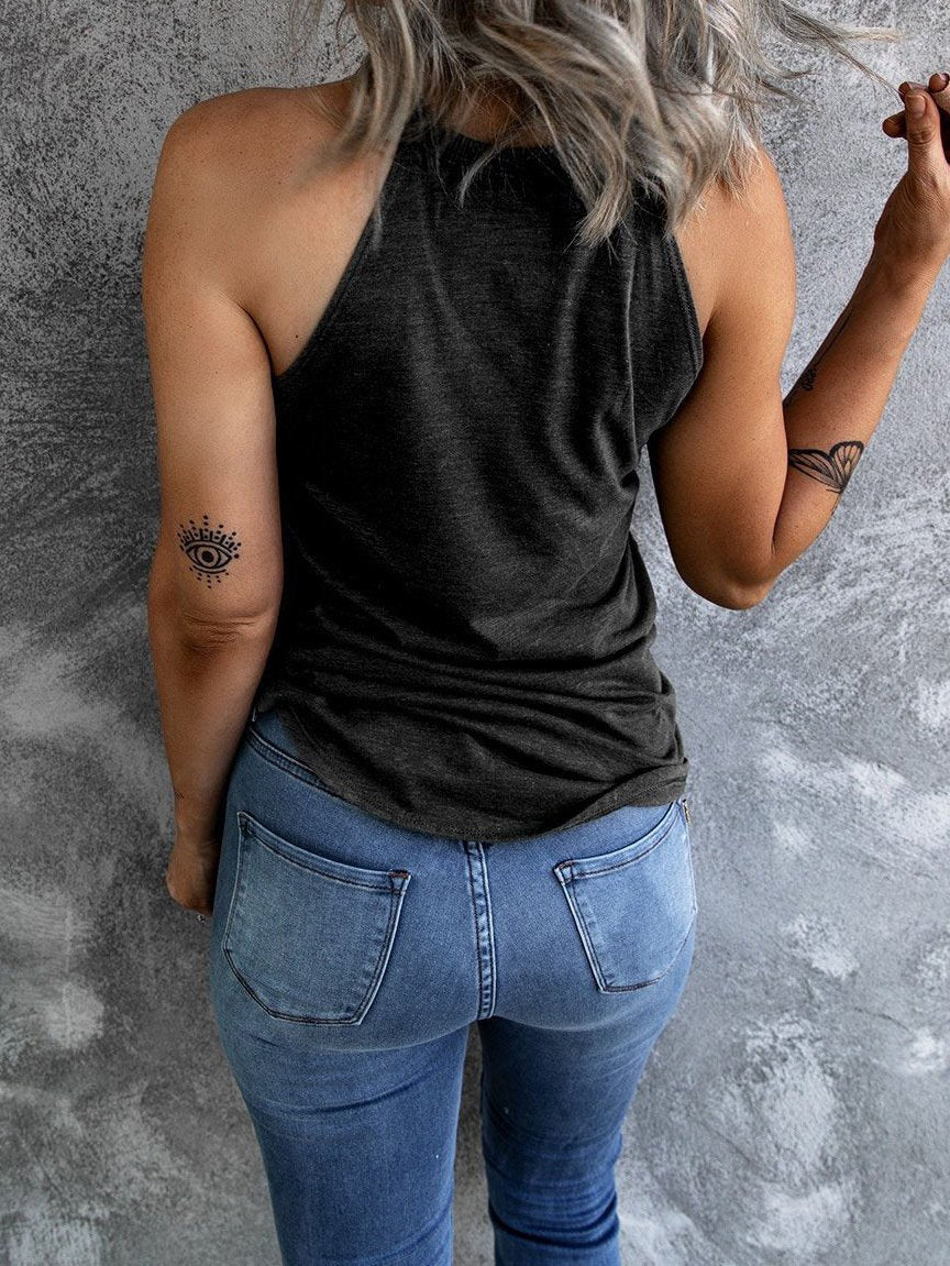 Pure Round Neck Sleeveless Casual Tank Tops - LuckyFash™