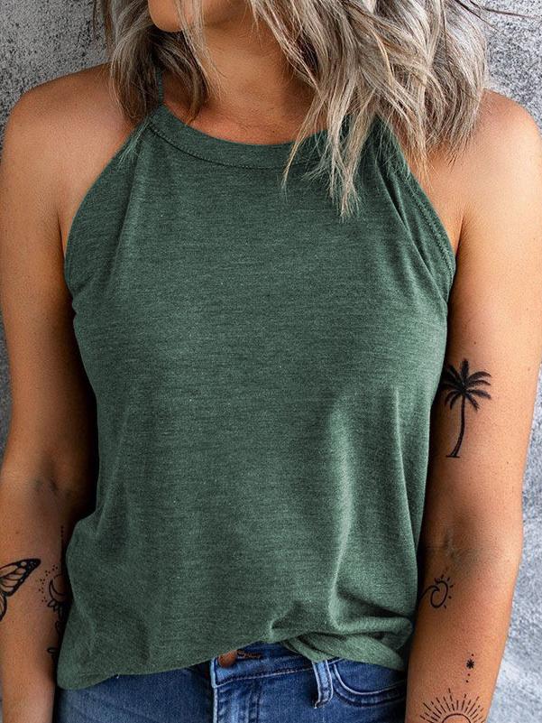 Pure Round Neck Sleeveless Casual Tank Tops - LuckyFash™