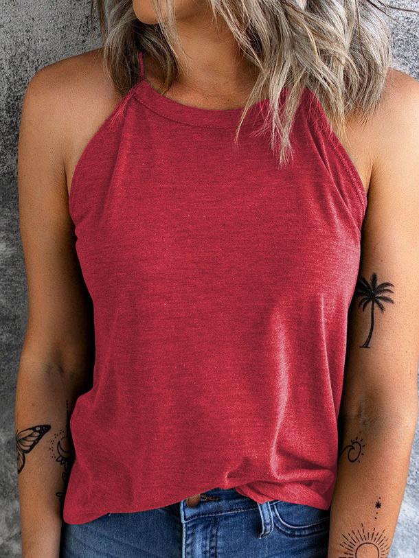 Pure Round Neck Sleeveless Casual Tank Tops - LuckyFash™