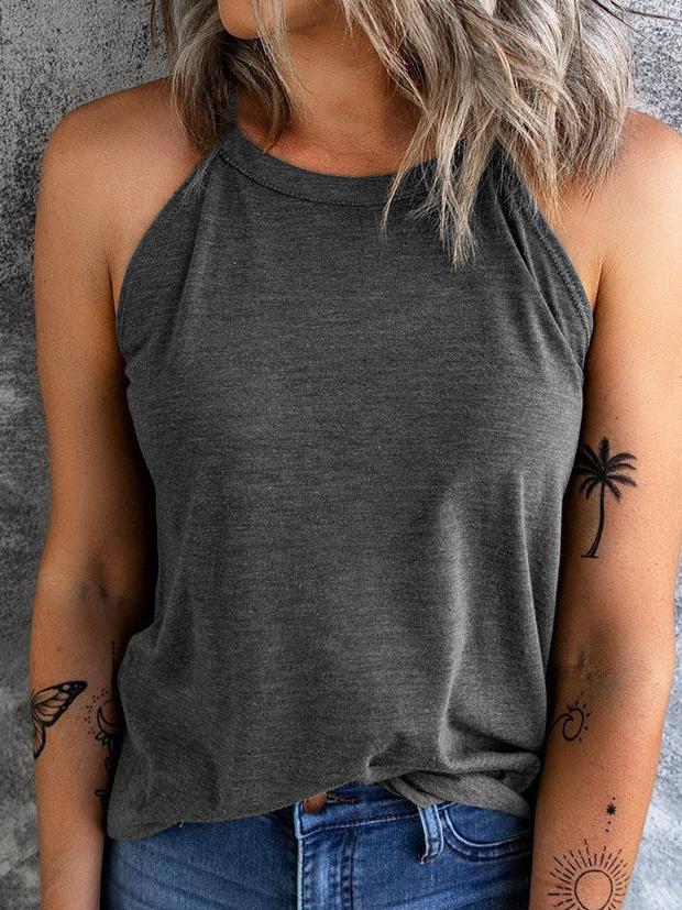 Pure Round Neck Sleeveless Casual Tank Tops - LuckyFash™
