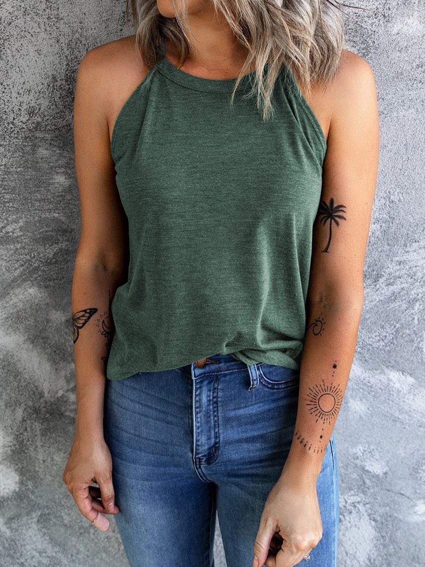Pure Round Neck Sleeveless Casual Tank Tops - LuckyFash™