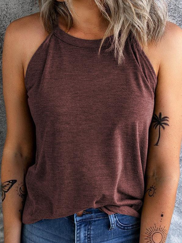 Pure Round Neck Sleeveless Casual Tank Tops - LuckyFash™