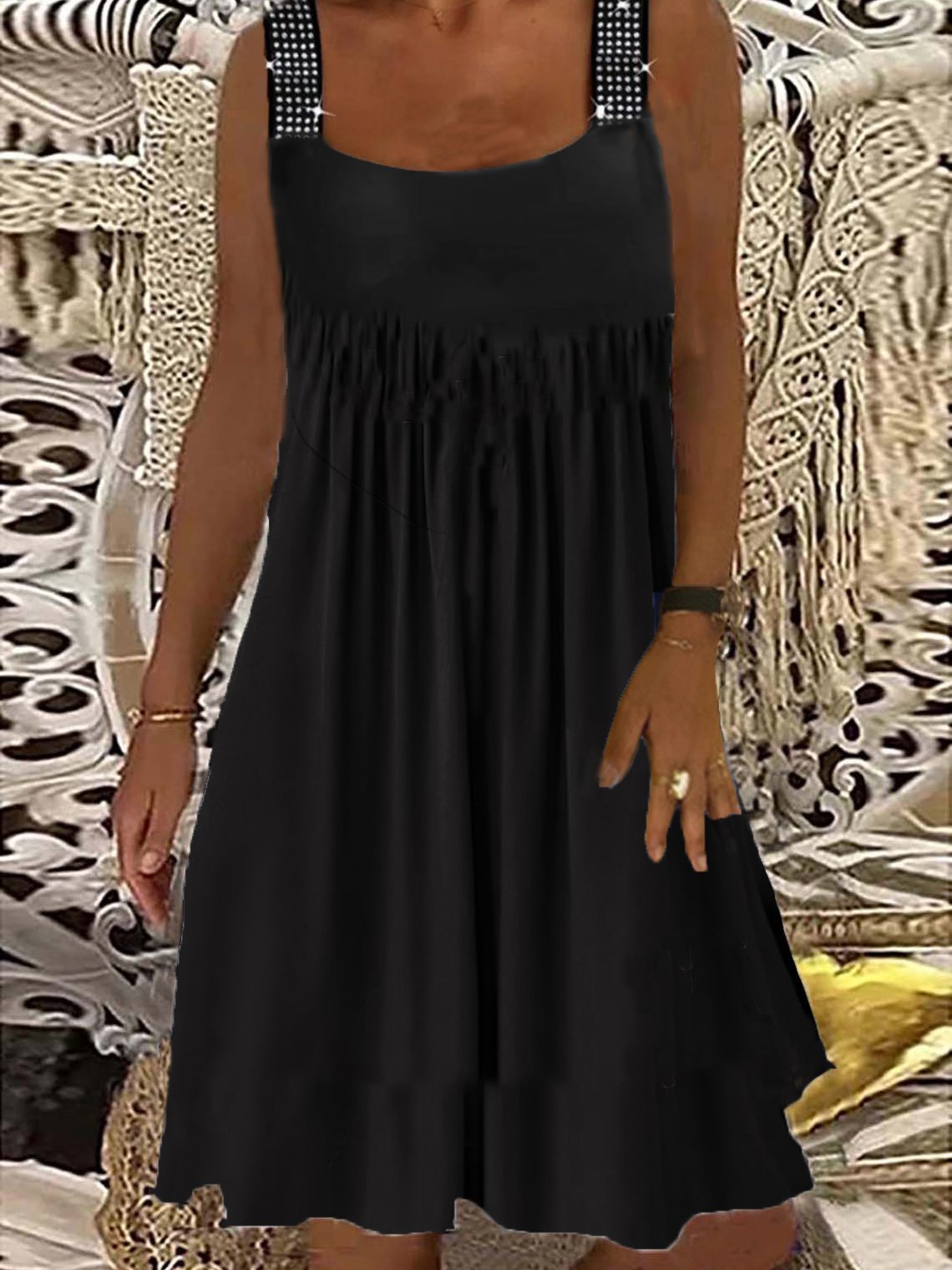 Pure Sleeveless Hot Rhinestone Casual Dress - LuckyFash™