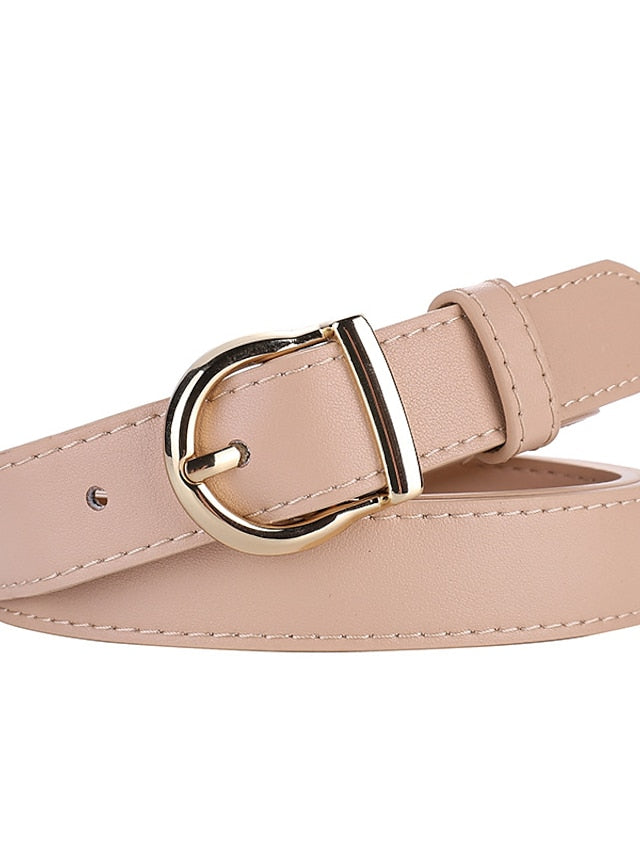 Women's Belt Genuine Leather White Black Red Brown Apricot Waist Belt Daily Dress Work Solid Color / Spring / Summer / Winter - LuckyFash™