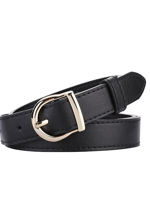Women's Belt Genuine Leather White Black Red Brown Apricot Waist Belt Daily Dress Work Solid Color / Spring / Summer / Winter - LuckyFash™
