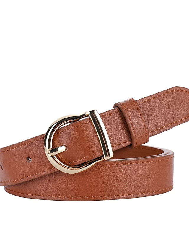 Women's Belt Genuine Leather White Black Red Brown Apricot Waist Belt Daily Dress Work Solid Color / Spring / Summer / Winter - LuckyFash™