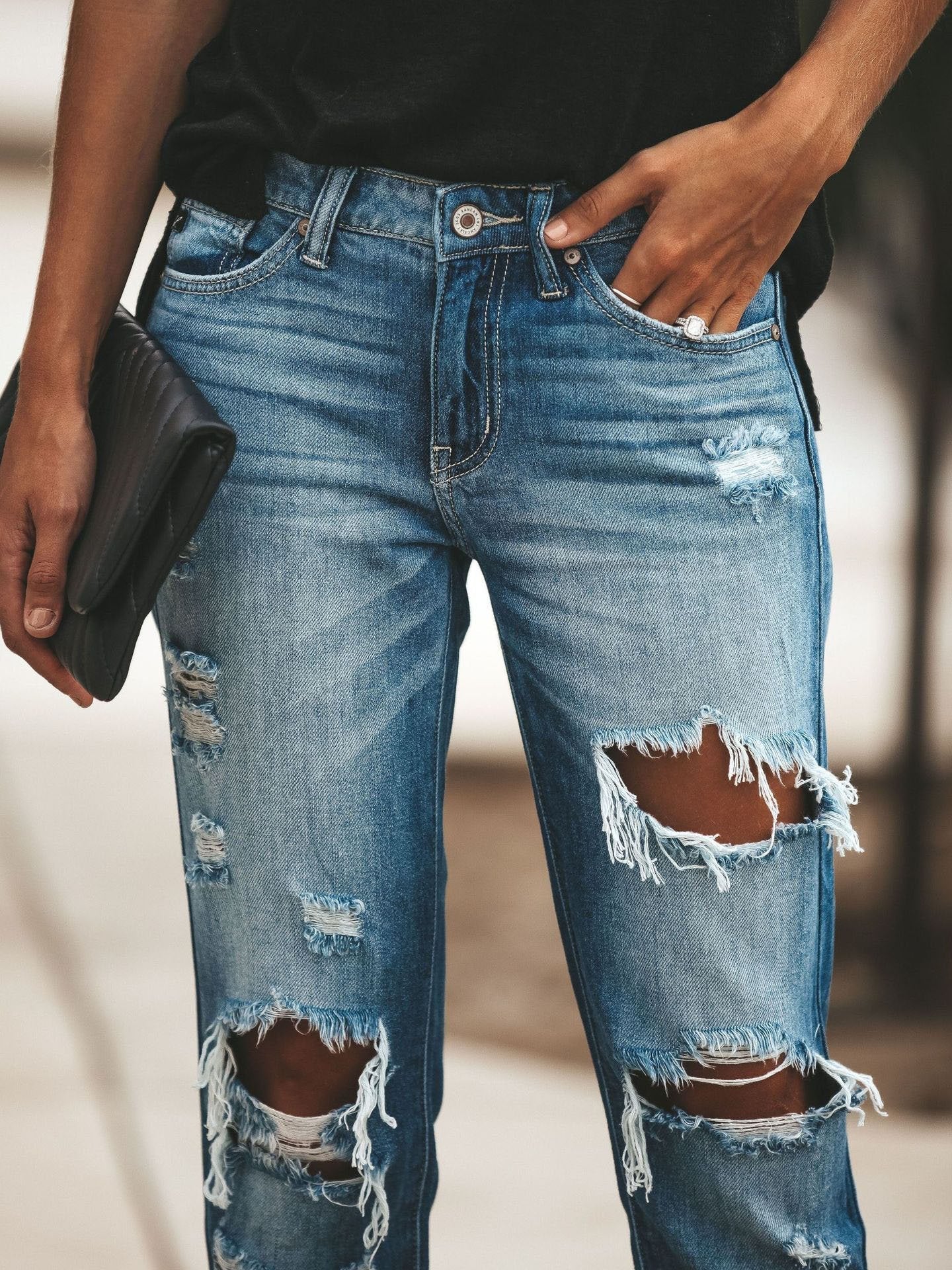 Ripped Straight Pocket Casual Jeans - LuckyFash™