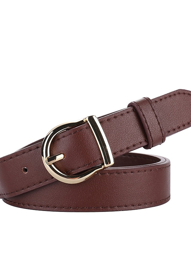 Women's Belt Genuine Leather White Black Red Brown Apricot Waist Belt Daily Dress Work Solid Color / Spring / Summer / Winter - LuckyFash™