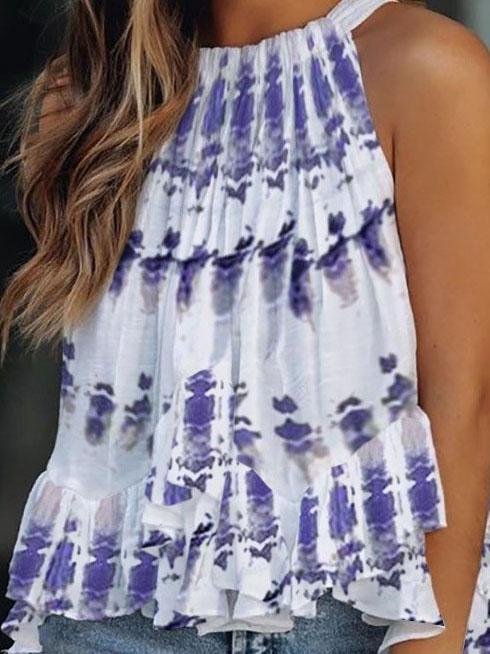 Round Neck Sleeveless Casual Vest With Ruffles - LuckyFash™