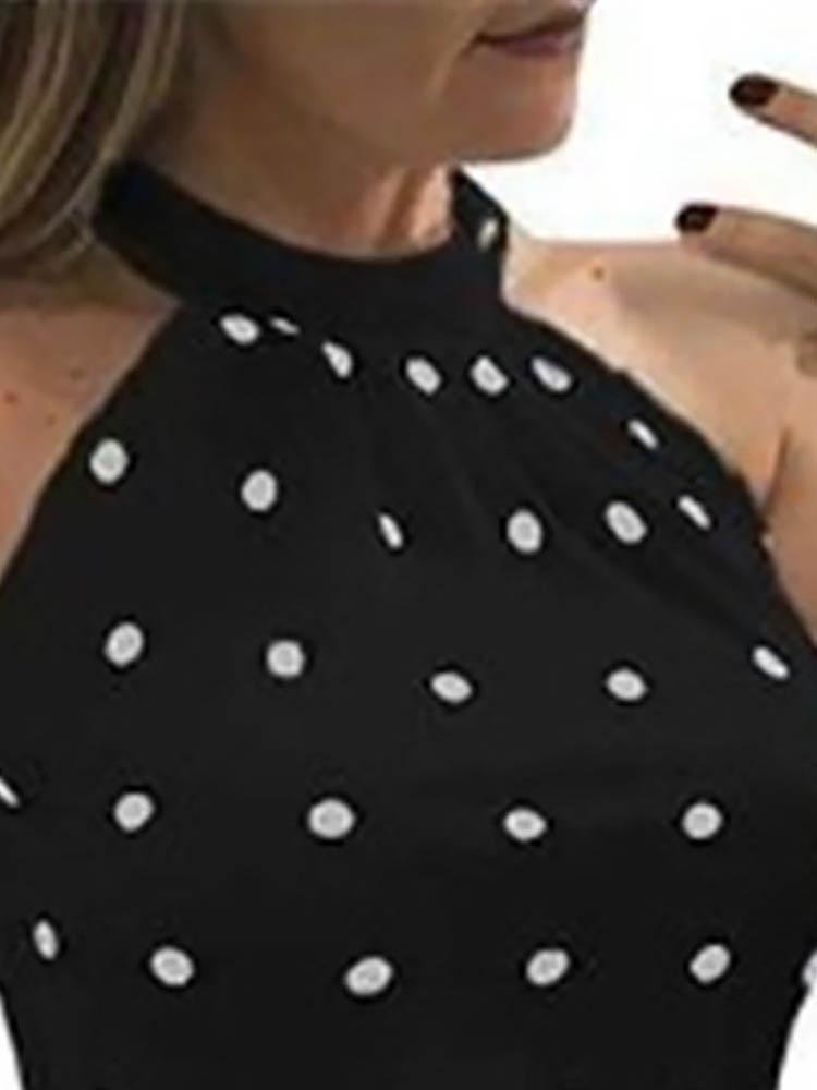 Round Print Halter Sleeveless Casual Top - LuckyFash™