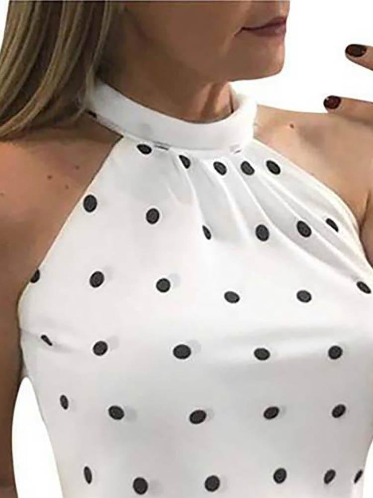 Round Print Halter Sleeveless Casual Top - LuckyFash™