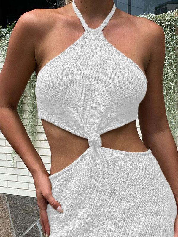 Sleeveless Halter Hollow Slim Dress - LuckyFash™