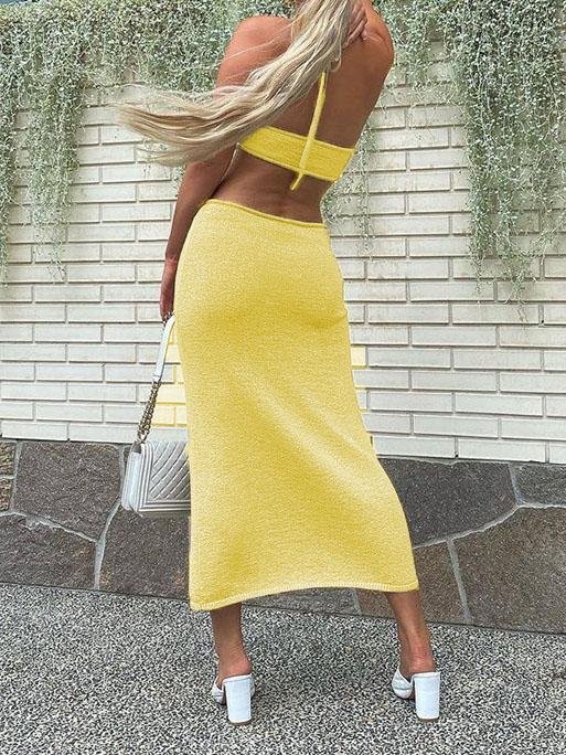 Sleeveless Halter Hollow Slim Dress - LuckyFash™