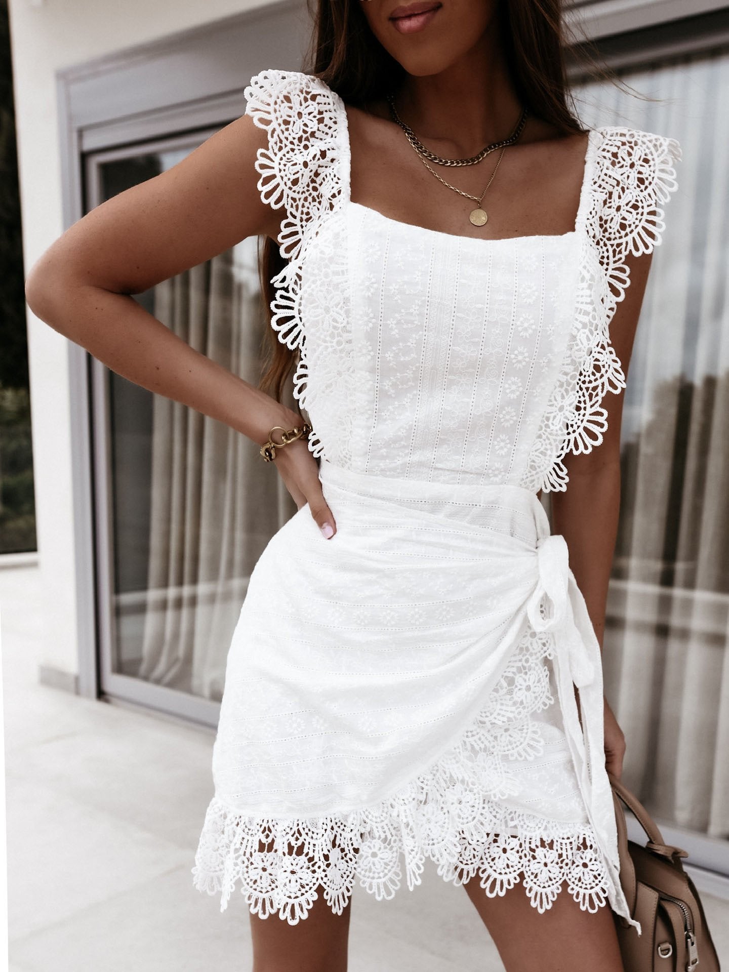 Sleeveless Lace Open Back Dress - LuckyFash™
