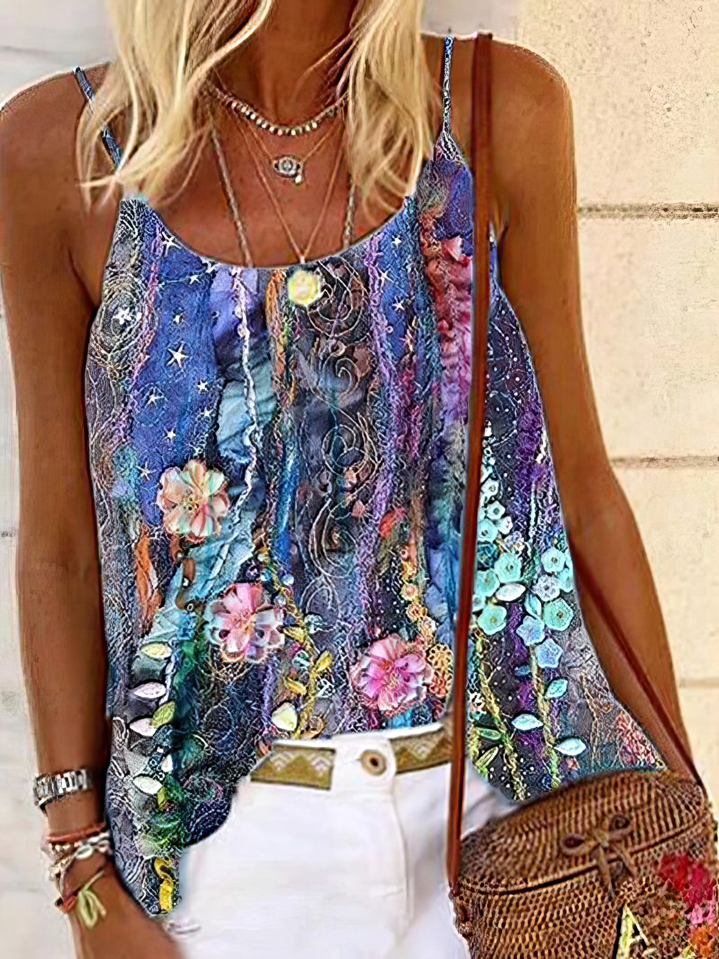 Sleeveless Printed Scoop Neck Casual Tank Top - LuckyFash™